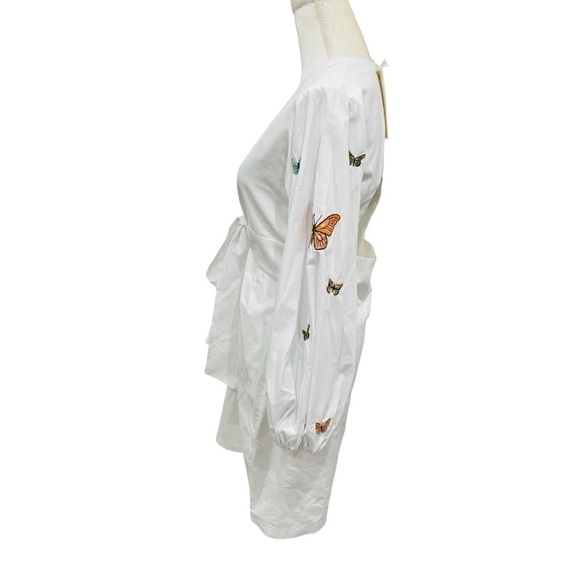 Fanm Mon Larson Butterfly Embroidered Long Sleeve V Neckline Mini Dress NEW $359 - Picture 8 of 15